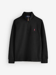 Polo Ralph Lauren Black Logo Quarter Zip Jersey Sweatshirt - Image 1 of 2
