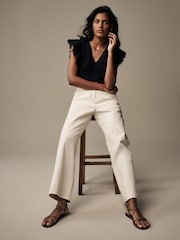 Laura Ashley Ecru White Wide Leg Jeans - Image 1 of 6