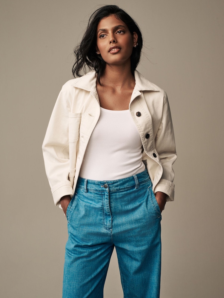 Laura Ashley Ecru Denim Jacket - Image 1 of 5