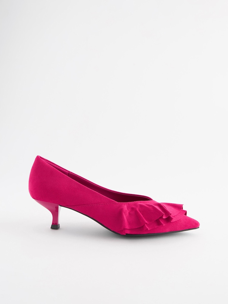 Pink Forever Comfort® Ruffle Kitten Heel Court Shoes - Image 5 of 9