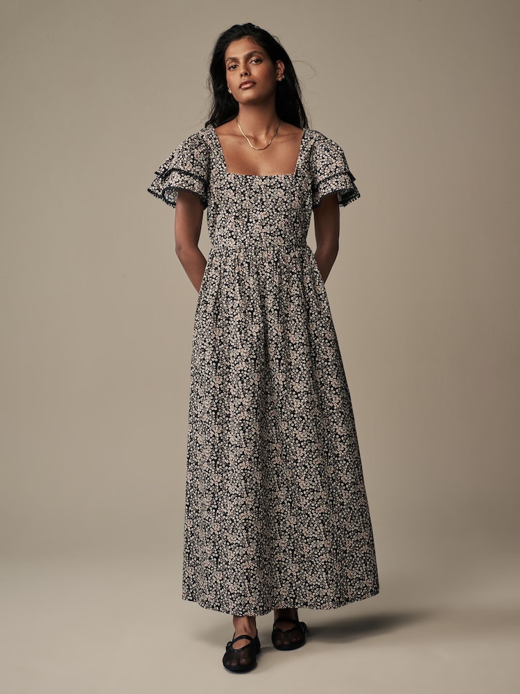 Schwarz/Morston geblümt - Laura Ashley Rückenfreies Maxikleid - Bild 2 von 6