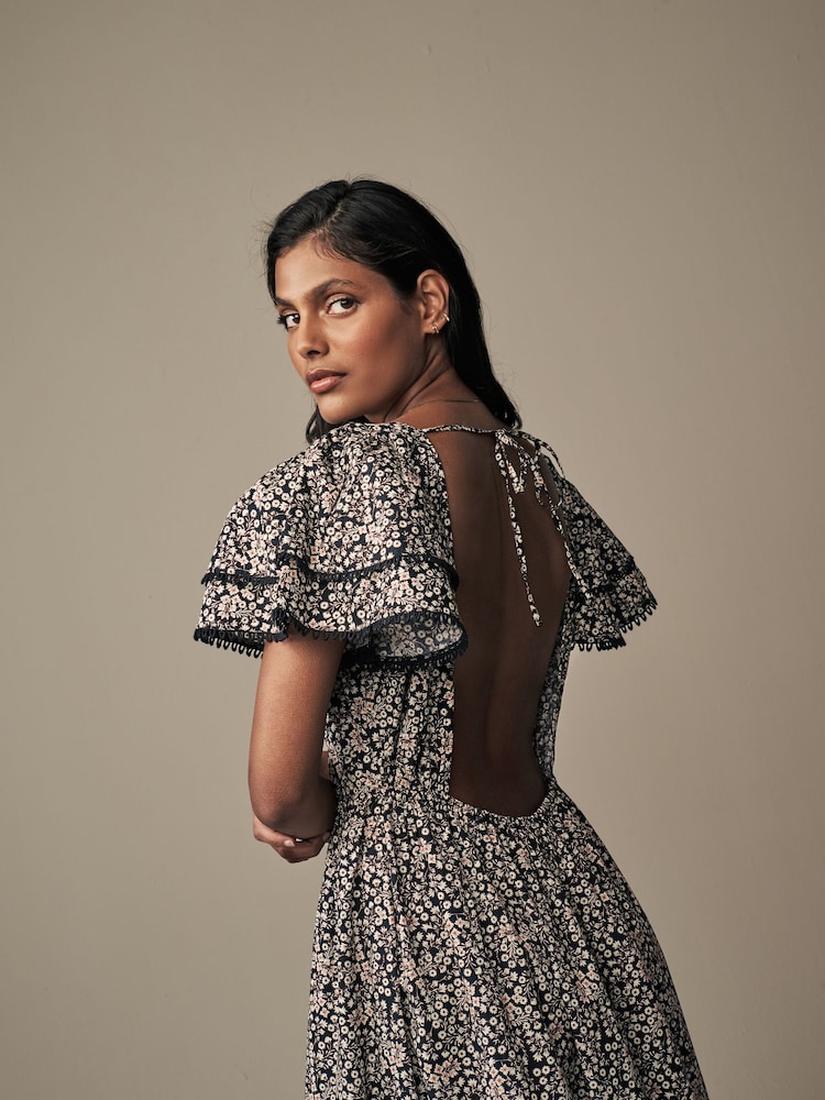 Schwarz/Morston geblümt - Laura Ashley Rückenfreies Maxikleid - Bild 6 von 6