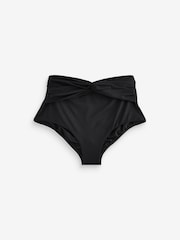 Black High Waist Twist Bikini Bottoms - Image 6 of 6