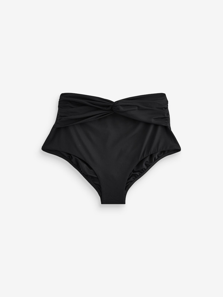 Black High Waist Twist Bikini Bottoms - Image 6 of 6