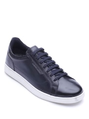 Base London Blue Zammo Lace Up Leather Trainers - Image 3 of 4