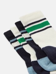 Joules Men's Volley White/Blue Tennis Socks (size 7-12) - Image 4 of 5