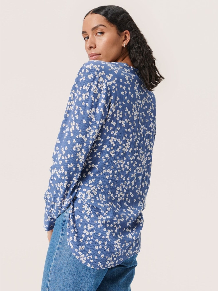 Soaked in Luxury Blue Zaya V-Neck Long Sleeve Blouse - Image 2 of 6