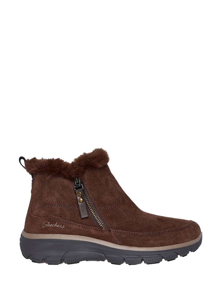 Skechers Brown Easy Going Cool Zip! Ankle Boots - Image 3 of 3 Skechers Brown Easy Going Cool Zip! Ankle Boots - Image 3 of 3
