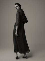 Laura Ashley Navy Cottam Cornflower Chiffon Midaxi Shirt Dress - Image 6 of 7