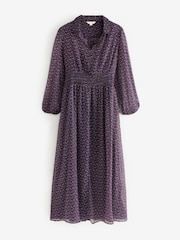 Laura Ashley Navy Cottam Cornflower Chiffon Midaxi Shirt Dress - Image 7 of 7