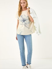 Roman Natural Floral Print Embellished T-Shirt - Image 2 of 5