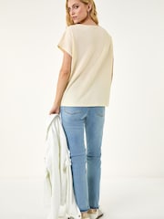 Roman Natural Floral Print Embellished T-Shirt - Image 3 of 5