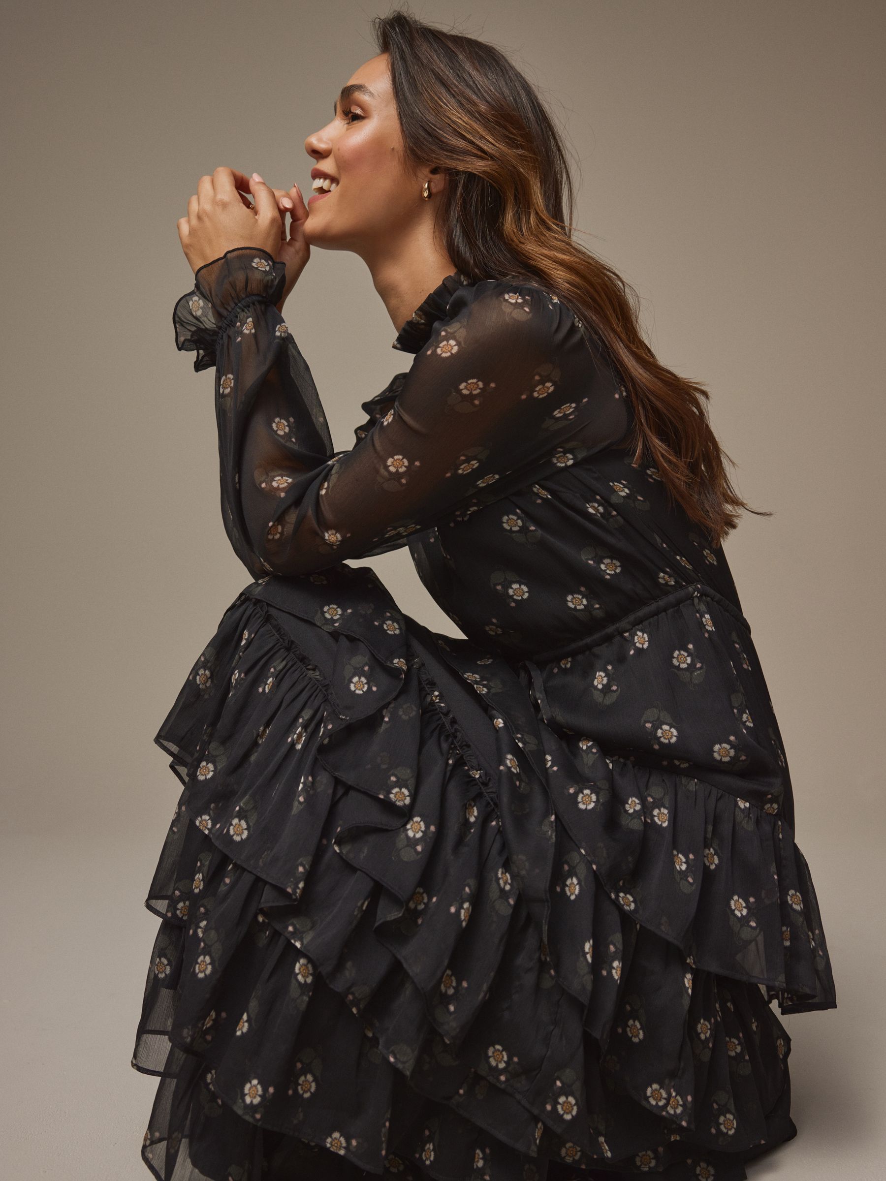 Laura tiered dress black andmary　アンドマリー レビューで送料無料 Laura tiered dress black andmary