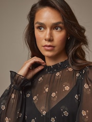 Laura Ashley Black Chiffon Tiered Maxi Dress - Image 12 of 14
