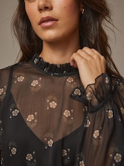 Laura Ashley Black Chiffon Tiered Maxi Dress - Image 13 of 14