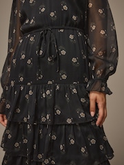 Laura Ashley Black Chiffon Tiered Maxi Dress - Image 14 of 14