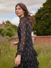Laura Ashley Black Chiffon Tiered Maxi Dress - Image 2 of 14