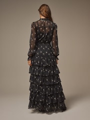 Laura Ashley Black Chiffon Tiered Maxi Dress - Image 8 of 14