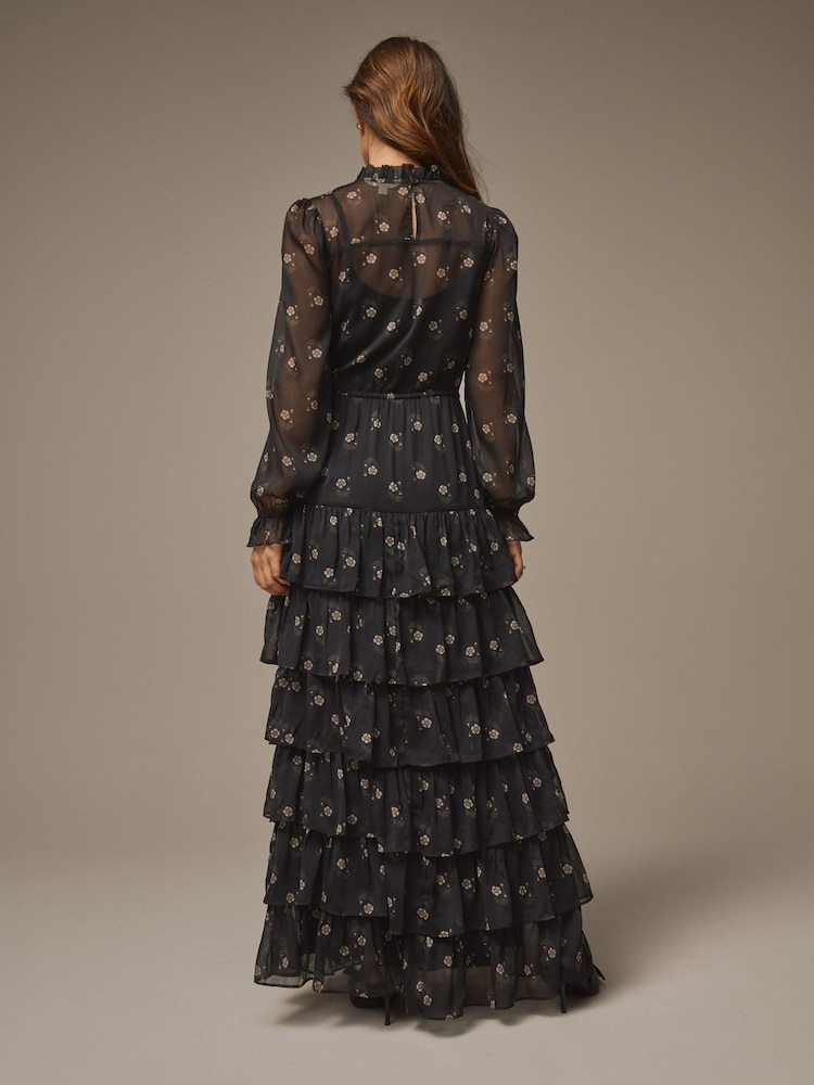 Buy Laura Ashley Black Chiffon Tiered Maxi Dress from the Next UK