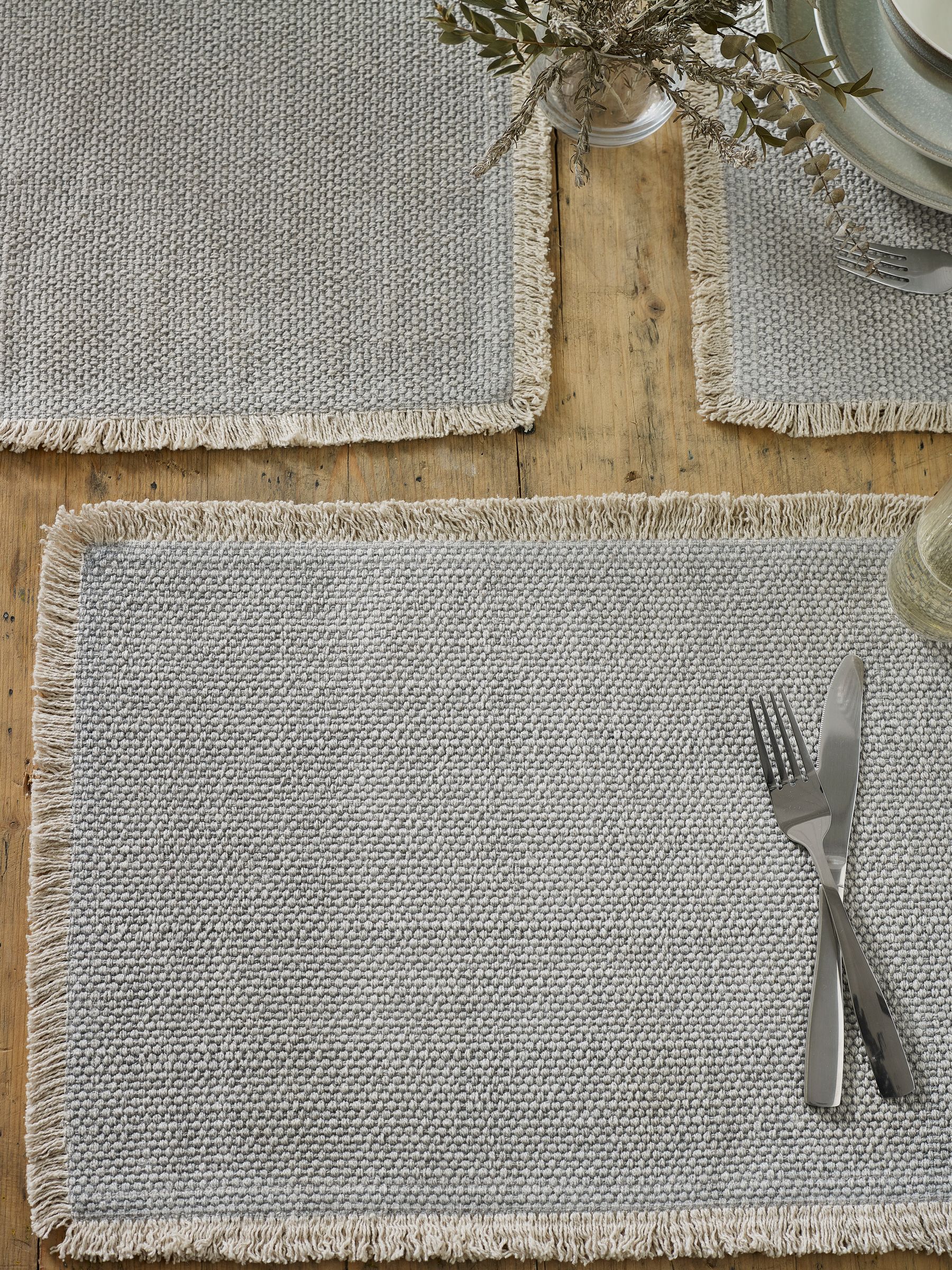 Buy Set of 4 Grey Fringe Edge Placemats from Next USA