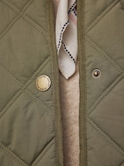 Laura Ashley Khaki Green Quilted Jacket with Cord Trims - Image 10 of 11