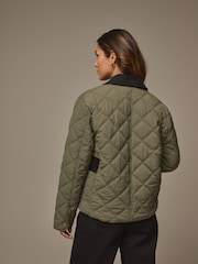 Laura Ashley Khaki Green Quilted Jacket with Cord Trims - Image 2 of 11