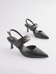 Black Forever Comfort® Leather Snaffle Heels - Image 4 of 7