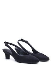Hush Puppies Black Nahla Buckle Kitten Heels - Image 3 of 5
