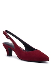 Hush Puppies Red Nahla Buckle Kitten Heels - Image 2 of 5