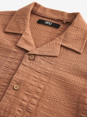 Rust Brown Short Sleeves Textured Shirt (3-16yrs) - Image 1 of 3