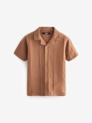 Rust Brown Short Sleeves Textured Shirt (3-16yrs) - Image 2 of 3