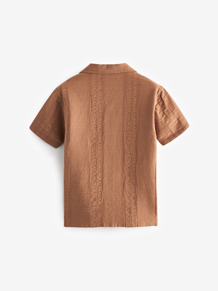 Rust Brown Short Sleeves Textured Shirt (3-16yrs) - Image 3 of 3