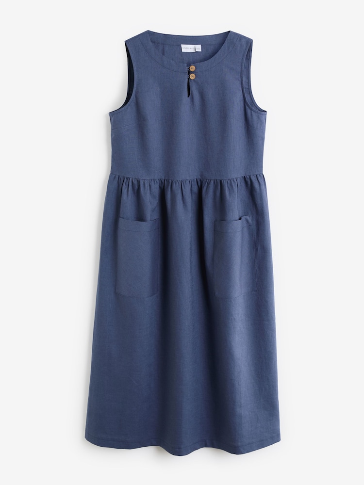 Celtic & Co. Blue Button Detail Midi Dress - Image 2 of 2