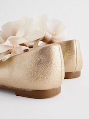 Gold Wide Fit (G) Mary Jane Flower Girl Bow Occasion Shoes - Image 6 of 6