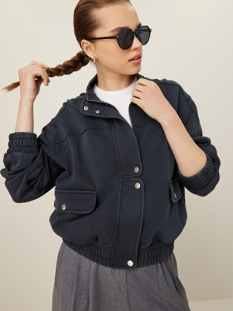 Grey Moto Pocket Detail Washed Jacket - Image 1 of 6