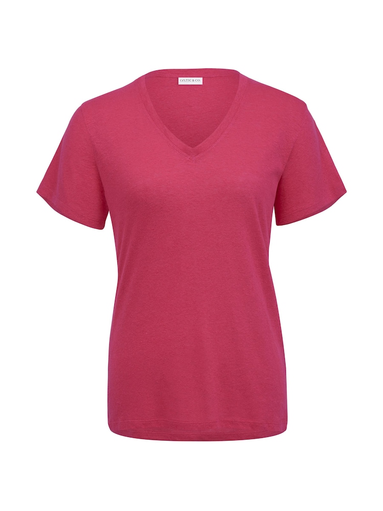 Pink - Celtic & Co. T-Shirt aus Leinen/Baumwolle mit V-Ausschnitt - Bild 2 von 5