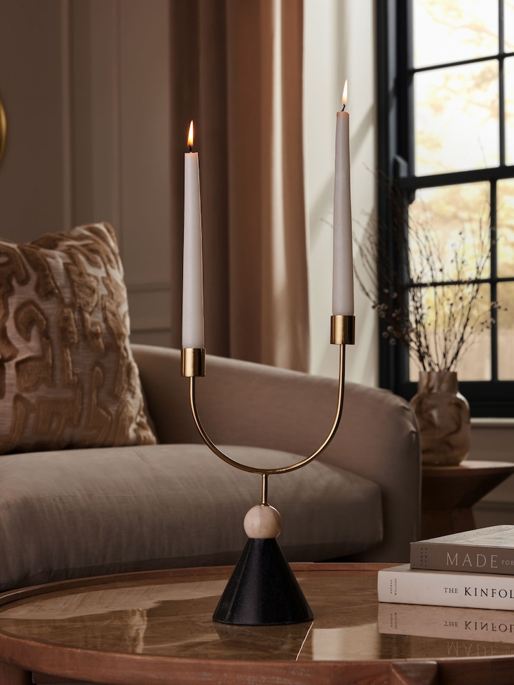 Gold Marble And Metal Taper Candle Holder - Image 2 of 6 Gold Marble And Metal Taper Candle Holder - Image 2 of 6