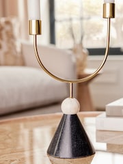 Gold Marble And Metal Taper Candle Holder - Image 3 of 6