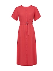Celtic & Co. Red Linen Button Through Dress - Image 3 of 7
