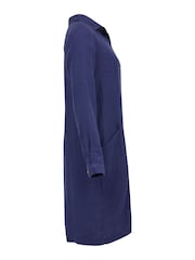 Celtic & Co. Blue Linen Half Placket Knee Length Jumpsuit - Image 6 of 10