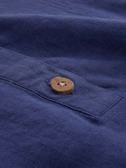 Celtic & Co. Blue Linen Half Placket Knee Length Jumpsuit - Image 7 of 10