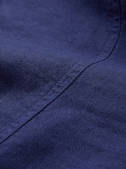 Celtic & Co. Blue Linen Half Placket Knee Length Jumpsuit - Image 8 of 10