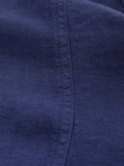 Celtic & Co. Blue Linen Half Placket Knee Length Jumpsuit - Image 9 of 10