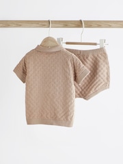 Mink Brown Knitted Top and Short Baby Set (0mths-2yrs) - Image 2 of 7