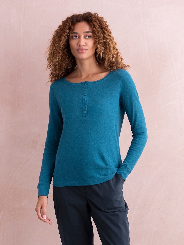 رداء علوي كتان/قطن لون طبيعي Henley من Celtic & Co.‎ - صورة 1 من 5