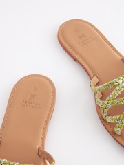 Lime Green Forever Comfort® Raffia Jewelled Mules - Image 4 of 5