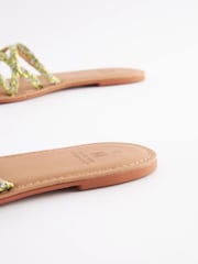 Lime Green Forever Comfort® Raffia Jewelled Mules - Image 5 of 5