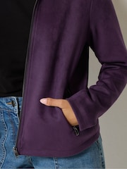 M&Co Purple Petite Faux Suede Bomber Jacket - Image 4 of 6