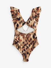 Leopard Print Maternity Cutout Frill Sleeve Swimsuit - Image 6 of 6