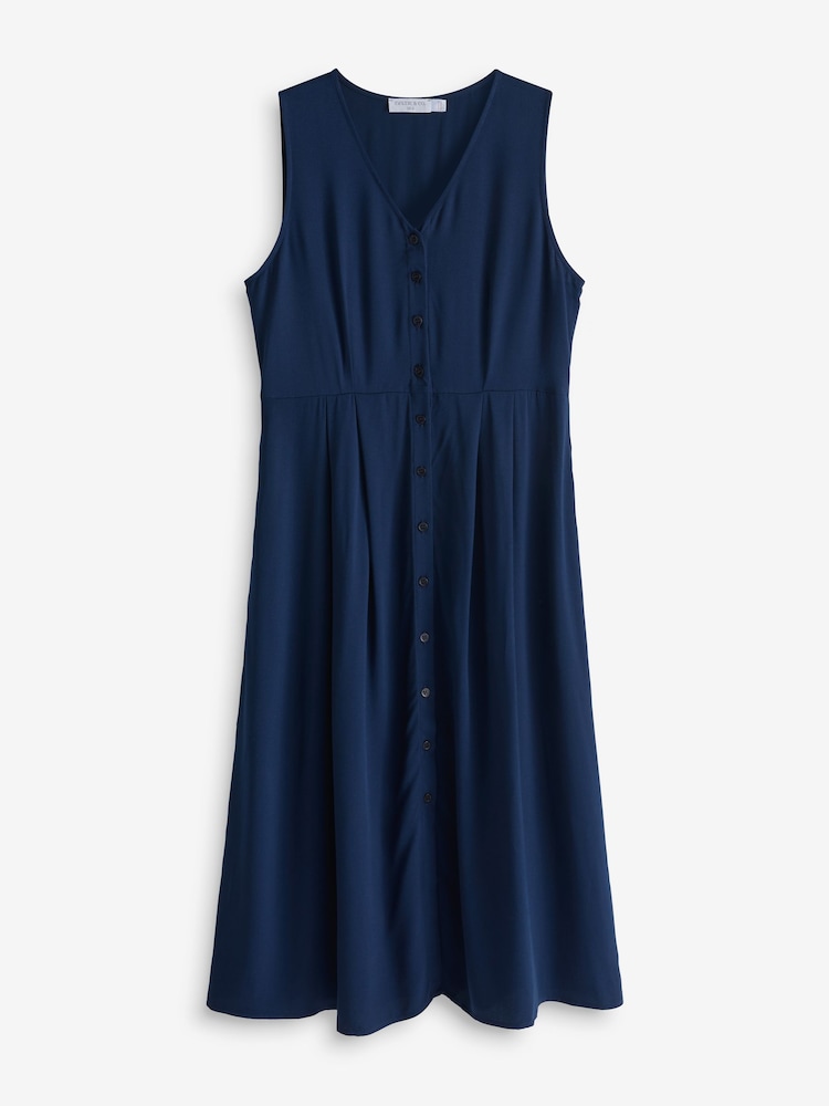 Celtic & Co. Blue Sleeveless Button Through Midi Dress - Image 2 of 2